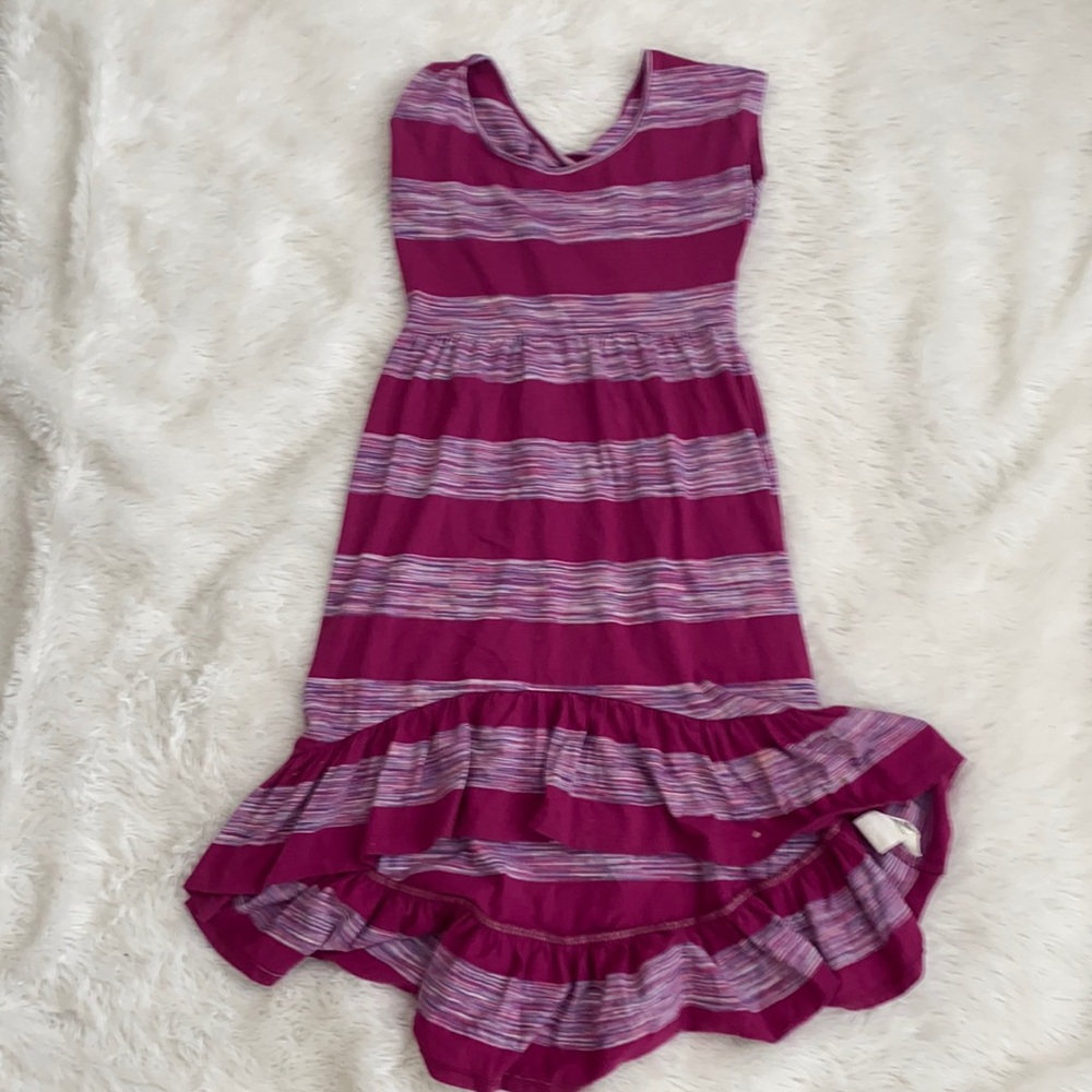 High low kids purple striped dress size 8